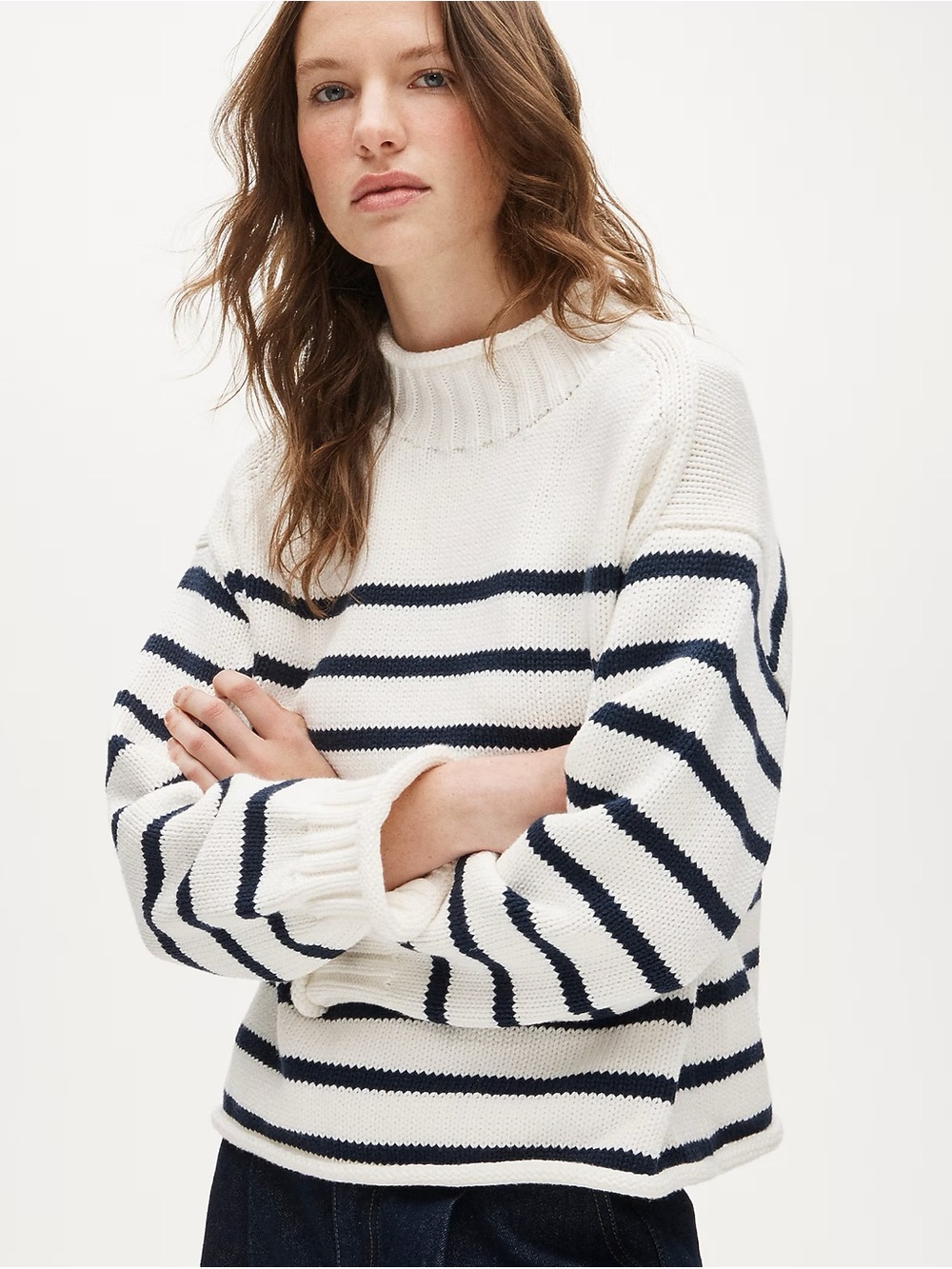 J. Crew 2025 Rollneck- white with black stripes